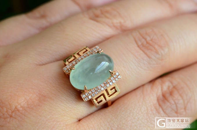 【如意宝镶嵌】18K金砖石翡翠镶嵌新款蛋面女